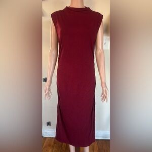 Sleeveless Burgundy Midi Dress